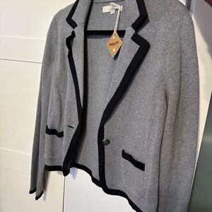 LOFT Gray Blazer with Black Accents